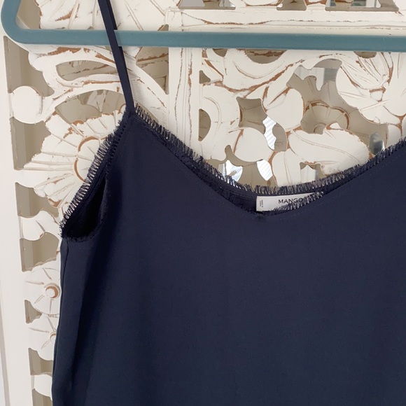 Navy Blue Mango Slip Dress with Pockets - Picture 2 of 5
